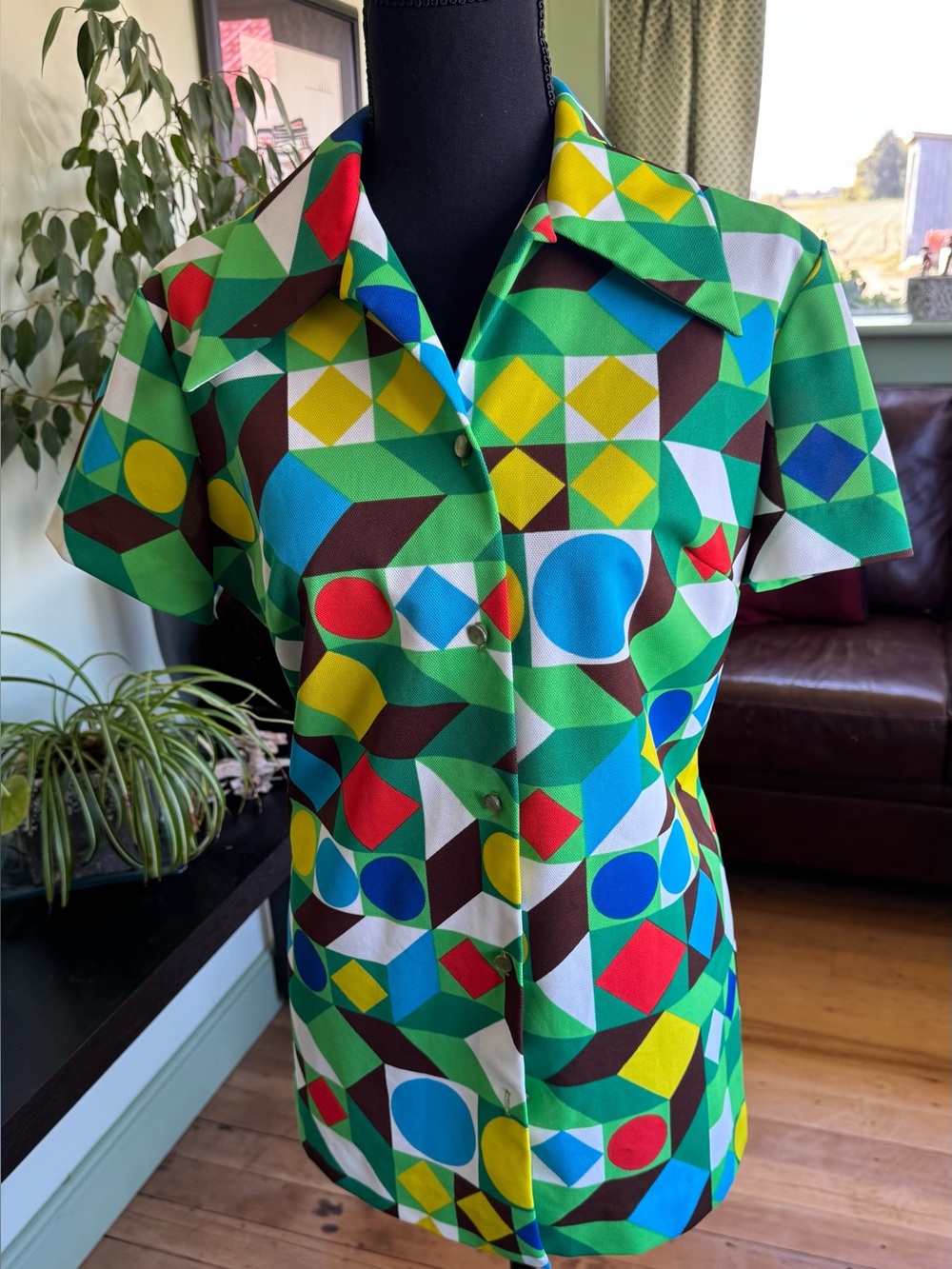 Women’s vintage colourful Geometric Print Shirt made by Elite